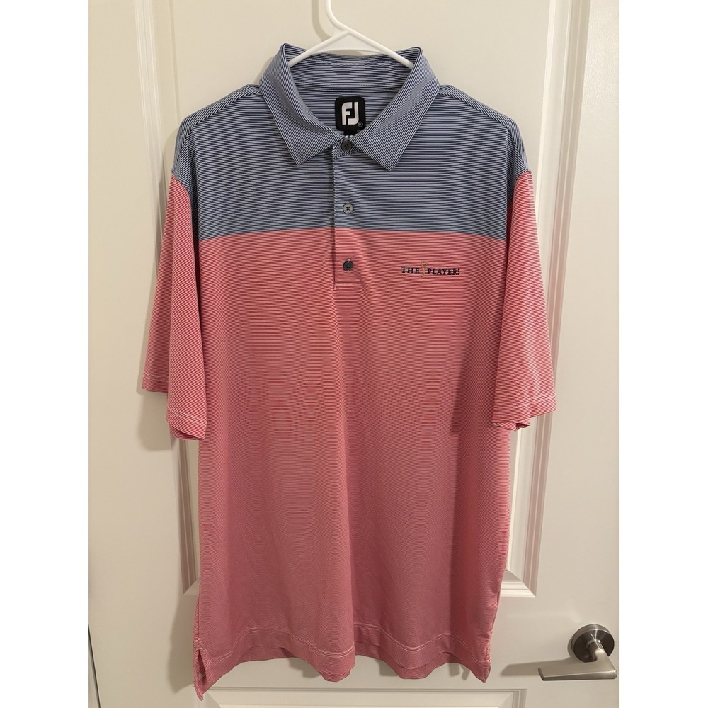 FootJoy Red/Blue Striped Performance Polo Men's Size XL‎ The Players EUC